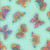 AE Nathan Fabrics Comfy Flannel Prints Mint Green Purple Butterflies