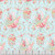 Clothworks Fabrics Charlotte Aqua Blue Pink Sconce Roses Damask, a floral fabric pattern featuring pink roses and small flowers on a light aqua blue background with a damask design.