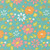Moda Fabrics Delightfully Yours Sherri & Chelsi Poolside Blue Garden Flowers, colorful floral fabric pattern with pink, orange, yellow, white flowers and green leaves on turquoise background.