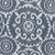 Waverly Fabrics Suzani Lace White, woven Suzani medallion lace with intricate floral and swirl patterns in navy blue and white colors.