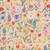 Benartex Fabrics A Prairie Heart Katie Daisy Meadow Flowers Pale Peach Jam Purple, vibrant fabric featuring multicolored meadow flowers on a light peach background.