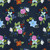Clothworks Fabrics Cottage Dreams Flower Bouquets Navy Blue