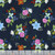 Clothworks Fabrics Cottage Dreams Flower Bouquets Navy Blue