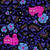 Moda Ruby Star Society Fabrics Hello Alice Sarah Watts Cheshire Cats Flower Vine Black Black