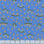 Moda Ruby Star Society Fabrics Hello Alice Sarah Watts Caterpillars Mushrooms Lindley Blue fabric, featuring a pattern of green caterpillars and orange mushrooms on a blue background.