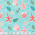 Moda Fabrics Reef Kate Spain Sea Shells Surf, colorful ocean-themed fabric with starfish, seashells, and marine elements on a light blue background.