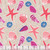 Moda Fabrics Reef Kate Spain Sea Shells Sand, fabric with colorful sea shells and starfish pattern on beige background.
