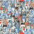 Windham Fabrics Cats Around Town Sue Miano Dusty Blue Feline Friends