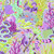 FreeSpirit Fabrics Floral Reef by Tula Pink Reef What You Sew Ultraviolet Purple, close-up of an vibrant underwater coral reef scene with colorful corals, sea creatures, and seahorses in shades of purple, green, pink, and yellow.