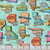 Quilting Treasures Fabrics Get Your Kicks Route 66 by Dan Morris Blue Vintage State Maps