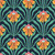 Quilting Treasures Fabrics Wild Beauty by Kate Lower Blue Floral Geo