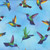 Timeless Treasures Fabrics Hacienda Flying Hummingbirds Blue