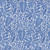 Dear Stella Fabrics Aloha Palm Blockprint White, textile fabric with a blue and white botanical floral pattern featuring large leaves and flowers in a tropical design.