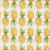 Dear Stella Fabrics Aloha Pineapples White, a fabric with a repeating pattern of yellow pineapples with green leaves on a white background.