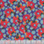 Blank Quilting Fabrics Luminous Haven JK Stewart Purple Bumble Bees, vibrant purple fabric with orange and red flowers, and bumble bees flying among daisies.