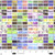 Blank Quilting Fabrics Metro Mirage Ray Heere Gray Window Blocks, watercolor style fabric squares in various colors including gray, blue, green, purple, yellow, and brown with a ruler at the bottom for scale.