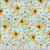 Blank Quilting Fabrics Nature's Symphony Color Pop Studio Light Blue Beehives and Leaves, fabric with pattern of yellow beehives, bees, orange leaves, green vines, and small flowers on a light blue background.