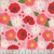 Blank Quilting Fabrics The Bright Side Jessica Dayon Pink Daisy and Poppy Flowers, floral quilting fabric with pink background, red poppies, white daisies, green leaves, and small red and pink floral accents.