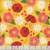 Blank Quilting Fabrics The Bright Side Jessica Dayon Yellow Daisy and Poppy Flowers, floral fabric with yellow background featuring pink, red, white daisies and poppies with green leaves.