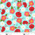 Blank Quilting Fabrics The Bright Side Jessica Dayon Turquoise Blue Daisy and Poppy Flowers, fabric with a turquoise background featuring pink, red, and white flowers with green leaves.