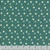 Blank Quilting Fabrics The Bright Side Jessica Dayon Turquoise Blue Daises with Circles of Dots, fabric pattern featuring white daisy flowers with yellow centers and green stems on a turquoise background, with small white dotted circles scattered throughout.