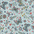 Henry Glass Fabrics Norwegian Forest Mary Jane Carey Pale Blue Butterfly fabric with a pattern of colorful butterflies, flowers, and leaves on a pale blue background.