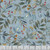 Henry Glass Fabrics Norwegian Forest Mary Jane Carey Pale Blue Forest Foliage fabric, featuring a pattern of green and beige leaves with small red and yellow flowers on a pale blue background.