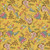 Henry Glass Fabrics Love Struck Kim Diehl Yellow Fancy Floral, a fabric with a bright yellow background featuring a floral pattern with pink, white, blue, and brown flowers and leaves in a detailed, intricate design.