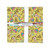 Henry Glass Fabrics Love Struck Kim Diehl Layer Cake Ten Inch, fabric bundle with four yellow fabric squares featuring colorful floral and bird patterns.