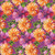 Studio E Fabrics Fabrics Flower Fusion Crazy Marie Multi Flowers, colorful floral fabric with large orange daisy-like flowers and purple and pink blooms.