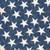 Studio E Fabrics Fabrics Pieces of America Lilac Bee Designs Blue Small Stars, fabric featuring white stars with beige accents on a blue background with small white dots.