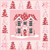 Mia Presley Designs Fabrics Sugar Pink Sugar Plum Palace Quilt Kit, quilt featuring a pink house surrounded by pink and red Christmas trees.