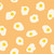 Moda Fabrics Egg and Friends Kimberly Kight Ruby Star Fried Eggs Sunny Side Cantaloupe Yellow fabric, sunny side fried eggs pattern on a cantaloupe yellow background.
