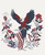 Moda Fabrics American Gatherings Primitive Gatherings Americana Eagle Floral Panel 36 Panel Cloud, patriotic eagle with outstretched wings, surrounded by red, white, and blue floral and leaf motifs, on a light background.