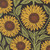 Moda Fabrics Garden Series Katharine Watson Sunflower Floral Midnight Black, sunflower pattern with yellow flowers and green leaves on a black background.