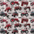 Sykel Enterprises Fabrics Farmall Tractor History White Wash, vintage red tractors from 1920 to 2020 displayed on a wooden background with year labels.