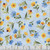 Wilmington Prints Fabrics Gentle Meadow Lola Molina Medium Floral Toss Light Blue, a fabric with a light blue background and a floral pattern of yellow and blue flowers with green leaves.