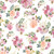 Wilmington Prints Fabrics Peony Blossoms By The Lakeside Art Studio Bouquet Toss White, a floral fabric pattern featuring pink and peach peonies, pink and peach small flowers, and green and gold foliage on a white background.