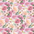 Wilmington Prints Fabrics Peony Blossoms By The Lakeside Art Studio Packed Florals Multi, floral pattern featuring pink, peach, and purple peonies, roses, and small daisy-like flowers with green leaves on a white background.