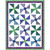 Riley Blake Fabrics Bold in Bloom Batiks Fran Morgan Bold In Bloom Quilt Kit, vibrant quilt with geometric floral pattern in shades of blue, purple, and green with a multicolored border.