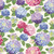 Riley Blake Fabrics Hydrangeas in the Garden Jennifer Bosworth Blue Pink Purple Pearl Hydrangeas, fabric featuring colorful hydrangea flower clusters in blue, pink, purple, and light yellow shades with green leaves on a light background.
