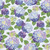 Riley Blake Fabrics Hydrangeas in the Garden, a fabric with a detailed pattern of blue, purple, and yellow hydrangea clusters surrounded by green leaves on a light background.