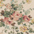 Riley Blake Fabrics Rose & Violet's Bouquet des Fleurs Linen Cotton Wallpaper Roses, floral fabric design with pink roses, green leaves, and small blue and yellow flowers on a beige background.