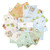 Riley Blake Fabrics Peter Rabbit and Benjamin Bunny 10 Inch Stacker Layer Cake Squares, assortment of fabric squares featuring Peter Rabbit and Benjamin Bunny in pastel colors and woodland designs.