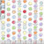 Riley Blake Fabrics Egg Hunt Janet Wecker Frisch Egg Dye Dots White, fabric with colorful dotted pattern featuring various egg dye colors and labeled color names.