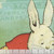 Riley Blake Fabrics Egg Hunt Janet Wecker Frisch The Easter Home Journal Panel Blue Green, featuring a close-up of a bunny illustration with a red vest and green background with text.