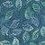 Riley Blake Fabrics Expressions Batiks Silver Shores Kaleidoscope Teal Blue, fabric with a pattern of leaves in shades of teal, blue, and green on a textured background.