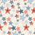 Lumin Fabrics White Owl Stars and Stripes Jennifer Ellory Patchwork Stars White Red Blue, a patriotic star-themed fabric with various red, white, and blue stars in different patterns and patchwork designs.