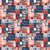 Lumin Fabrics White Owl Stars and Stripes Jennifer Ellory Patriotic Americana Patchwork Blue Red, detailed patchwork fabric with patriotic USA theme including stars, stripes, and American symbols.