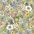 Lumin Fabrics White Owl Nature's Serenade Susan Winget Packed Wildflowers Green, detailed floral fabric pattern with colorful wildflowers and greenery.